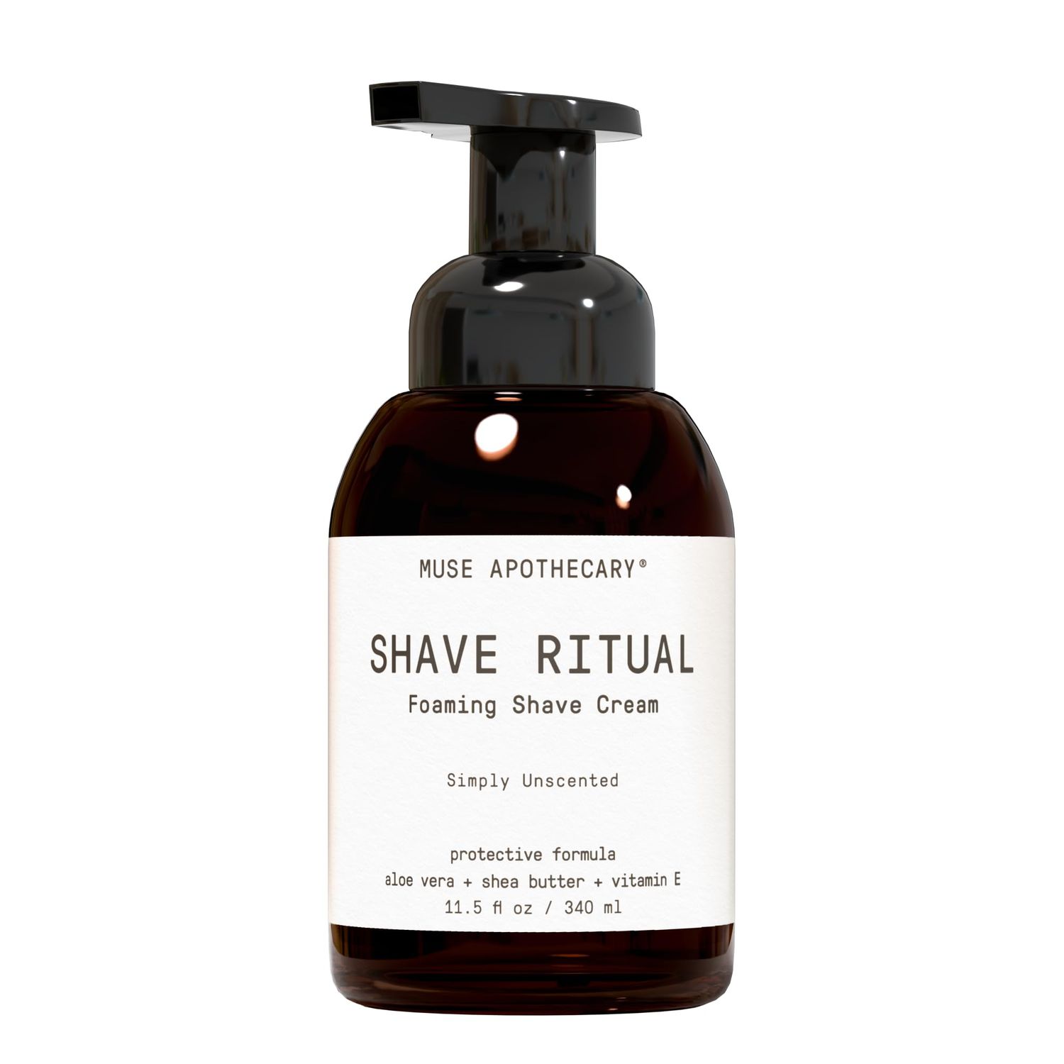 Muse Apothecary Foaming Shave Ritual - Natural Shaving Cream Sensitive Skin - Womens Shaving Cream Mens Shave Cream - Protective Formula Aloe Vera + Shea Butter + Vitamin E - Simply Unscented, 11.5oz