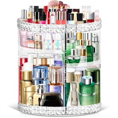 TiKenSo 360 Rotating Makeup Organizer, Cosmetics Organizer Makeup Spinning Organizer Clear 6 Adjustable Layers Large Capacity Acrylic Skincare Organizers for Bathroom or Bedroom Dresser TKS-003