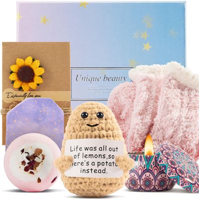 Stocking Stuffers Muse lagoon Small Gifts for Women Positive Potato Cute Small Gifts, Lavender 6pcs Gift Set for Women, Small Christmas Gifts, Stocking Stuffers for Women