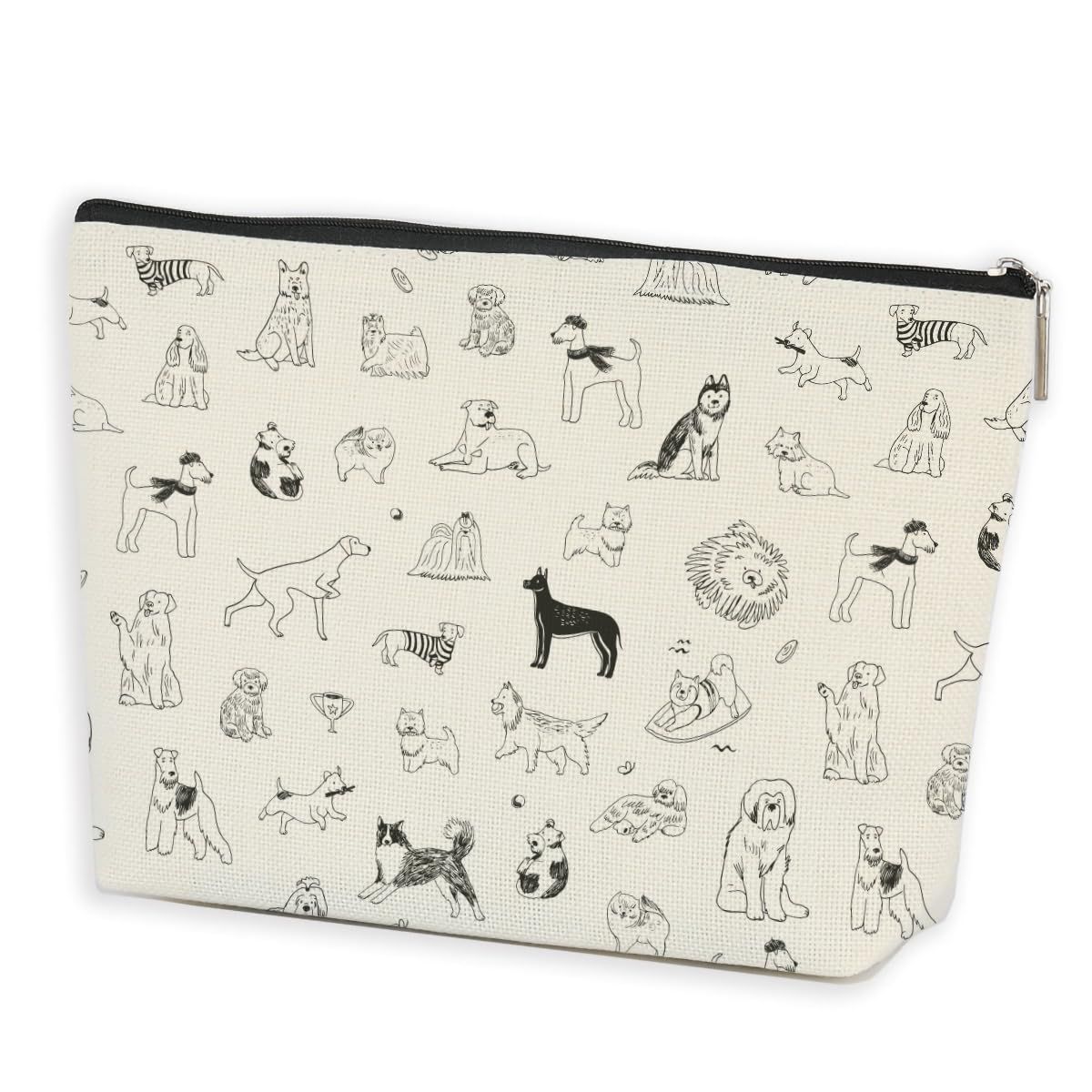 Reusable Cute Dogs Makeup Bag Dog Lovers Gifts Dog Moms Gifts Cosmetic Bag for Birthday Christmas Novelty Puppy Travel Zipper Pouch Bag Accessories for Teen Girls Women Daughter Sister Pet Owner