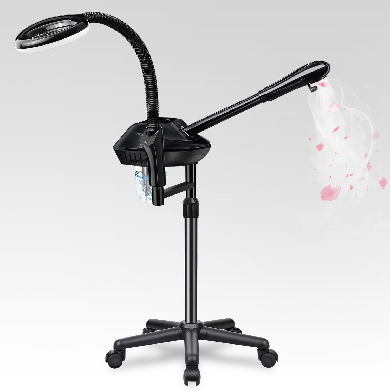 Retain Time Facial Steamer for Ozone Humidifier Atomizer Attach 5 Magnifier and Light, Professional Face Steamer Clean Skin Firming Pores and Moisturizing Suitable for a Beauty, Spa, at Home