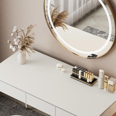 metui 39.37" * 15.7" Large Makeup Mat for Vanity Top Protector, Waterproof, Non-Slip Vanity mat.Vanity mat Protector for Makeup,Vanity Protector mat and Dresser Protector top.(Milk White)