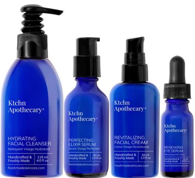 Ktchn Apothecary Full-Size 4-Piece Set | Handcrafted, Natural, Anti-Aging Formula | Facial Cleanser + Perfecting Serum + Facial Moisturizer + Eye Serum | All Skin Types | Women &amp; Men ($165 Value)