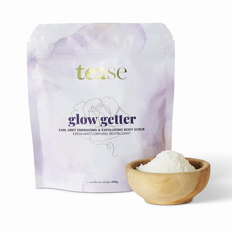Tease Tea Exfoliating Body Scrub - Glow Getter Organic Body Scrub made with Organic Sugar Cane, Earl Grey Tea, Organic Coconut Oil, and Vitamin E for a Skin so Soft and Glowing Skin