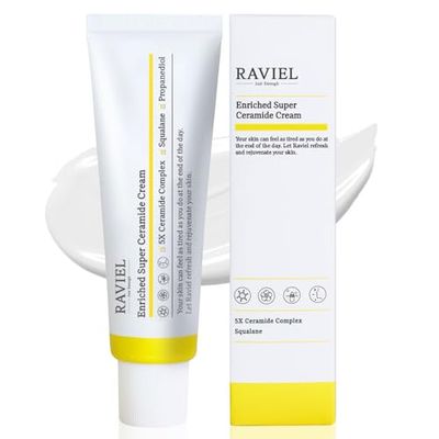 RAVIEL Enriched Super Ceramide Cream | Hydrating &amp; Nourishing Moisturizer with Hyaluronic Acid, Niacinamide | Strengthens Skin Barrier for Sensitive Skin, Korean Skin Care (1.69 fl oz)
