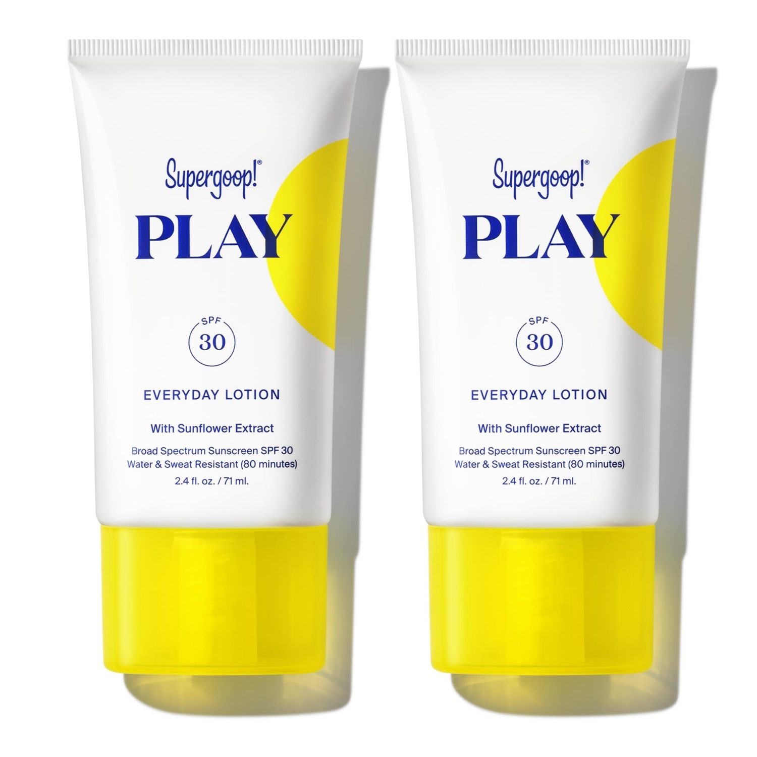 Supergoop! PLAY Everyday SPF 30 Lotion - 2.4 oz, Pack of 2 - Broad Spectrum Body &amp; Face Sunscreen for Sensitive Skin - Water &amp; Sweat Resistant - Great for Active Days