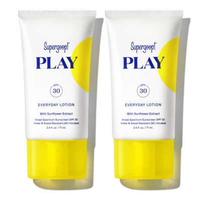 Supergoop! PLAY Everyday SPF 30 Lotion - 2.4 oz, Pack of 2 - Broad Spectrum Body &amp; Face Sunscreen for Sensitive Skin - Water &amp; Sweat Resistant - Great for Active Days