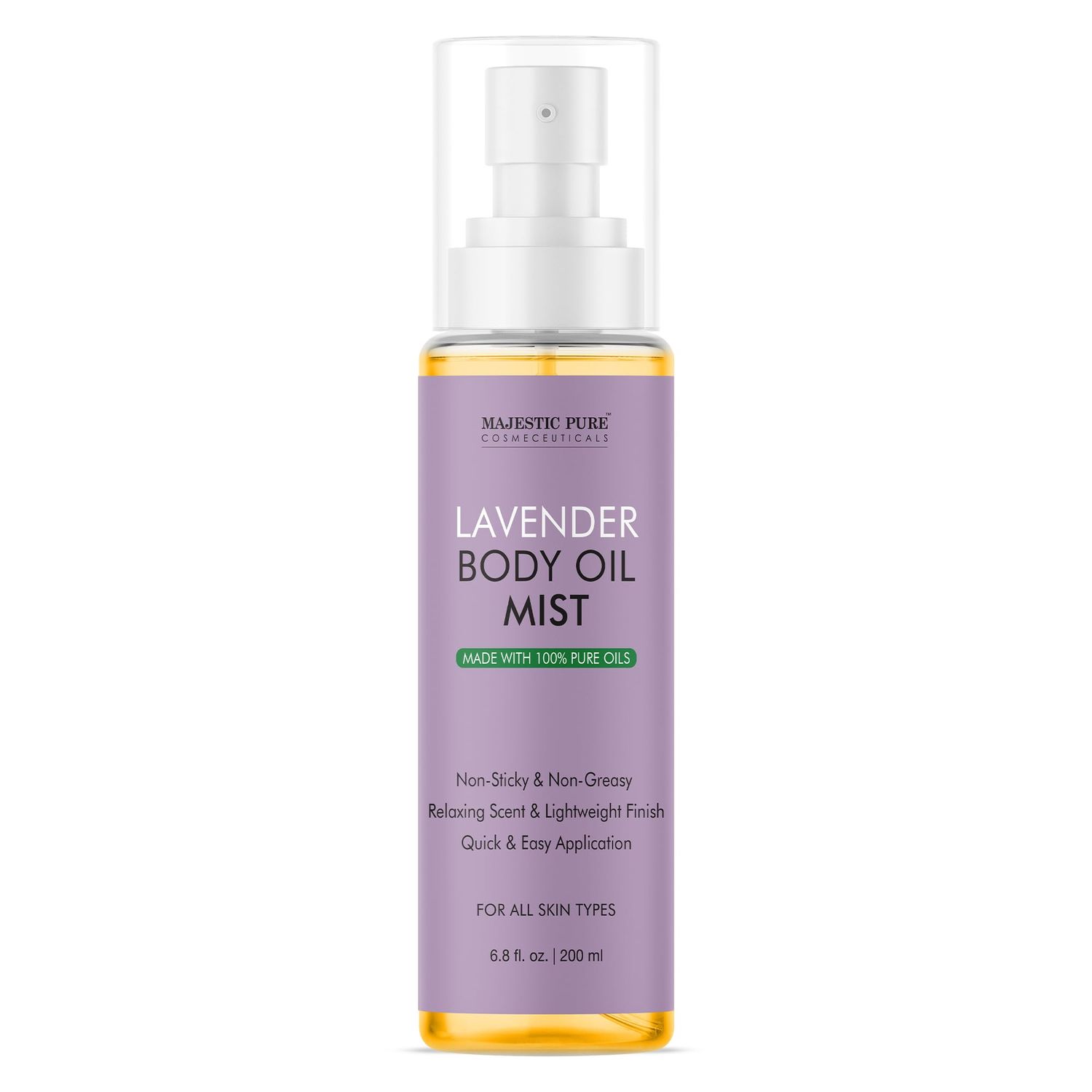 Majestic Pure Lavender Body Oil Mist - 100% Pure &amp; Natural | Repair Dry, Damaged Skin | Moisturizing Skin, Hair and Scalp | Deep Moisturizing Formula | 6.8 Fl Oz