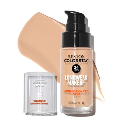 Revlon Liquid Foundation, ColorStay Face Makeup for Combination &amp; Oily Skin, SPF 15, Medium-Full Coverage with Matte Finish, 135 Vanilla, 1 Fl Oz