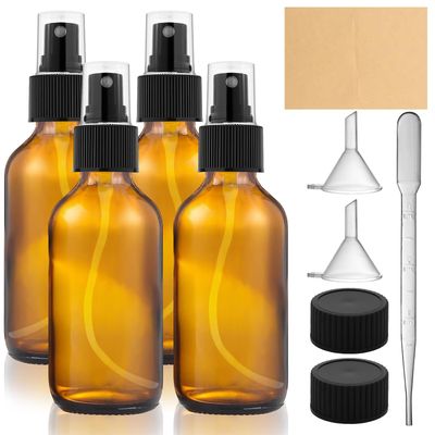 Yadream 4 Pack Glass Spray Bottles,2 oz small empty spray bottle with Spray nozzles and lids,Spray Refillable Containers or Hair, Travel, Plants, Travel, Cleaning Solutions and Skin Care