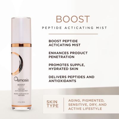 OSMOSIS BOOST Peptide Activating Hydrating Facial Mist with Hyaluronic Acid for Aging, Pigmented, Sensitive and Dry Skin, 2.7 Fl Oz
