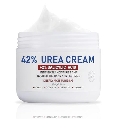 OUKEYA Urea Cream 42% plus Salicylic Acid 2% Net 5.29 Oz for Dry Cracked Feet, Heels, Knees, Elbows, Hands Repair Treatment. Moisturizes and Removes Corns, Calluses, Dead Skin, and Softens Toenails
