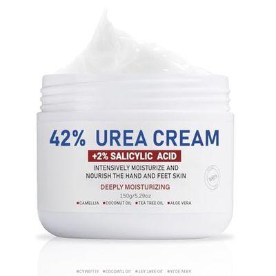 OUKEYA Urea Cream 42% plus Salicylic Acid 2% Net 5.29 Oz for Dry Cracked Feet, Heels, Knees, Elbows, Hands Repair Treatment. Moisturizes and Removes Corns, Calluses, Dead Skin, and Softens Toenails