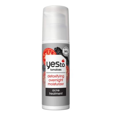 Yes To Tomatoes Detoxifying Overnight Moisturizer, Quick-Absorbing Formula That Helps Exfoliate Skin &amp; Prevent New Acne, With Salicylic Acid &amp; Charcoal, Natural, Vegan &amp; Cruelty Free, 1.7 Fl Oz