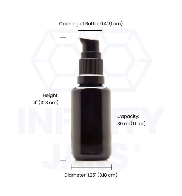 Infinity Jars Ultraviolet Glass Push Pump Bottle 30 Ml (1 fl oz) Refillable Containers for Lotion Homemade Cosmetics Make-up Skin Care Cream, Lotion, Shampoo, Conditioner Dispenser Bottles 3-Pack