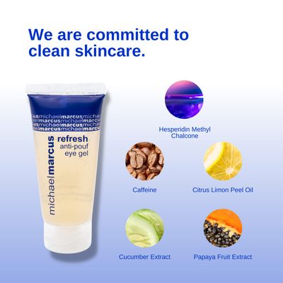 michael marcus Refresh Anti Pouf Eye Gel - Peptides Target Under Eye Bag Volume, Darkness and Puffy Eyes - Cruelty Free - .5 oz