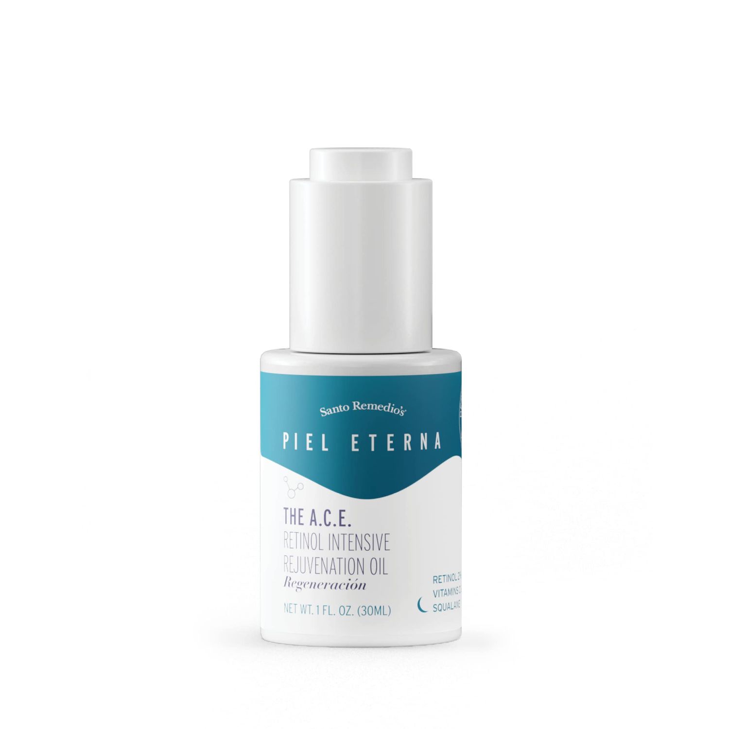 Santo Remedio, Piel Eterna, A.C.E. Retinol Intensive Rejuvenation Oil, Vitamin A, Vitamin C, Vitamin E, Squalane, Salicylic Acid, For Normal, Oily, or Combination Skin, 1 Fl. Oz.