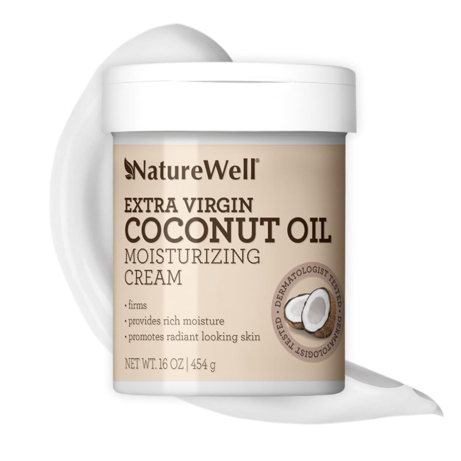 NATURE WELL Extra Virgin Coconut Oil Moisturizing Cream for Face, Body, &amp; Hands, Anti Aging, Firming, Restores Skin&#39;s Moisture Barrier, Provides Intense Hydration For Dry &amp; Dull Skin (16 Oz)