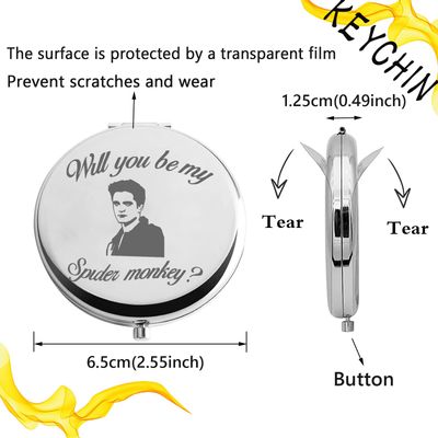 KEYCHIN Twilight Movie Pocket Mirror Twilight Edward and Bella Fans Gifts Will You Be My Spider Monkey Compact Mirror for Women Girls Teenager (Spider Monkey-S)