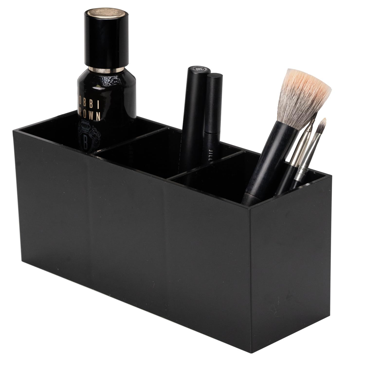 Phininia Makeup Organizer, Acrylic Makeup Holder 3 Compartments, Vanity Organizer, Bathroom Countertop Skincare Organizer, Cosmetic Brush Organizer Vanity Accessories, Bathroom Organizers and Storage