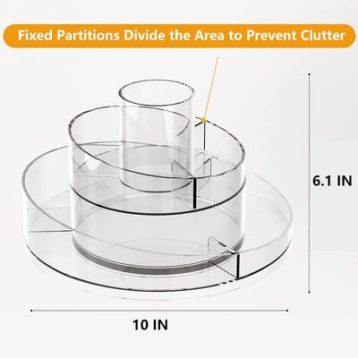 Taiuloo 360 Rotating Makeup Organizer, Lazy Susan Turntable Cosmetics Storage Tray, 2 Layers Round Spinning Holder Organizer Case for Vanity, Brushes, Lipsticks, Perfumes, Skincare, Clear
