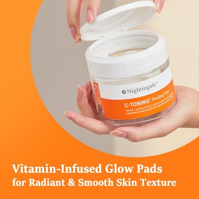 Nightingale C-toning Peeling Pads with Vitamin Complex + AHABHAPHA + Niacinamide, Exfoliating Peel Pads, Sebum Care, Improve Skin Texture, Hypoallergenic, Vegan Pads, korean skin care