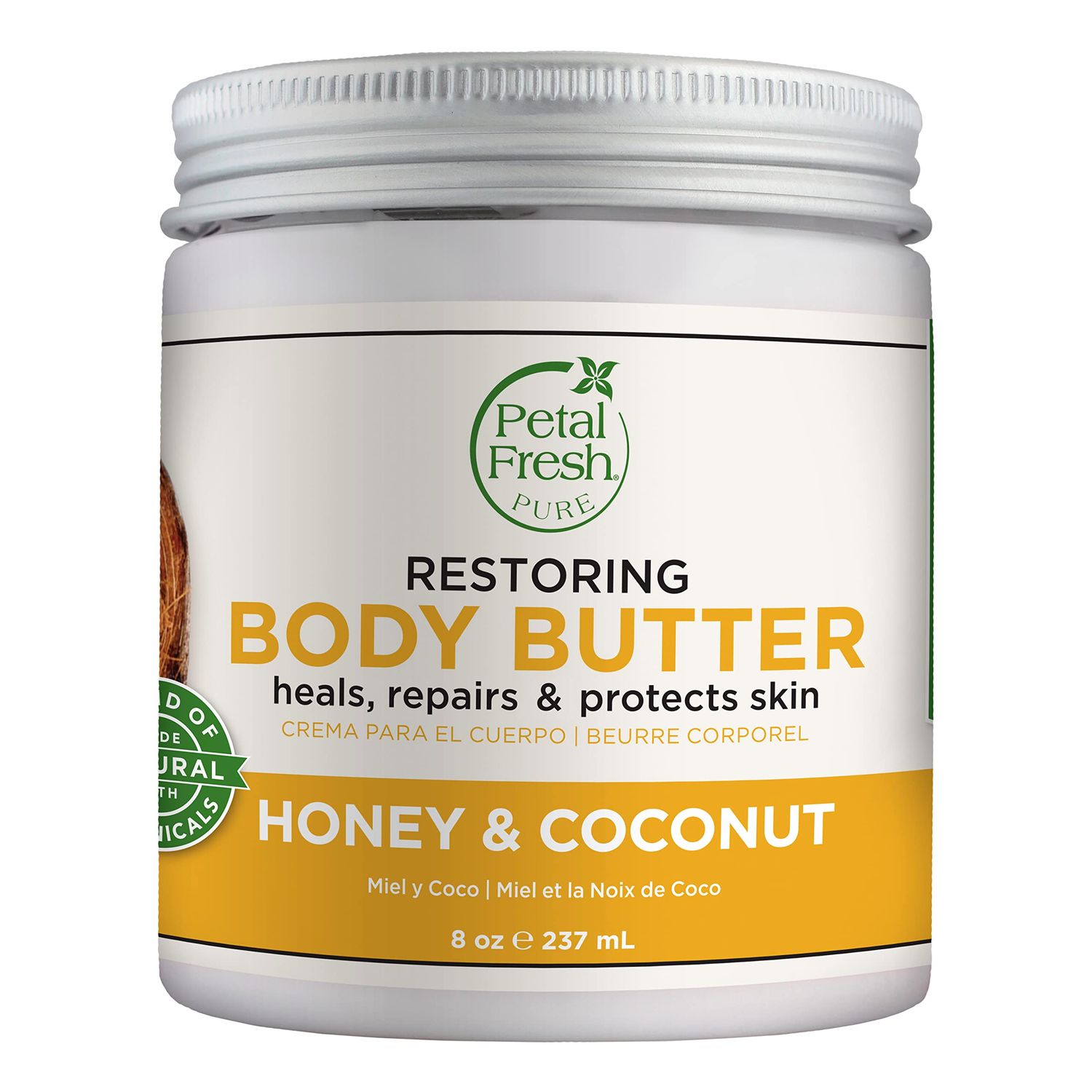 Petal Fresh Pure, Restoring Body Butter, Heals, Repairs &amp; Protects Skin with Honey &amp; Coconut Oil, 8 Fl oz