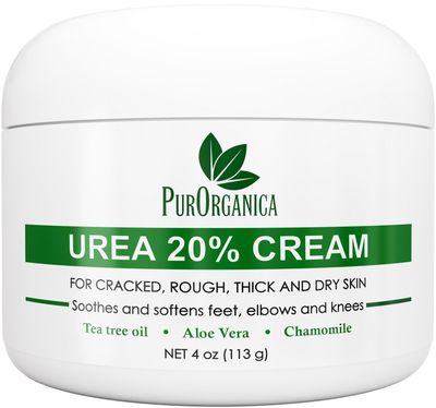 PurOrganica Urea 20% Healing Cream 4 oz - Best Callus Remover - Moisturizes and Rehydrates Hands, Feet and Knees to a Healthy Appearance - Soothes and Softens Thick, Cracked, Rough Dead and Dry Skin