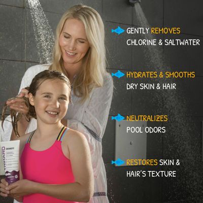 TRIHARD Essential Swim Care Kit For Kids 3-in-1 Swim Shampoo, Conditioner, Body Wash, Chlorine Kids Shampoo for Swimmers, Leave-In Conditioner, Pool Essentials, Ultimate Swimming Hair Care for Kids