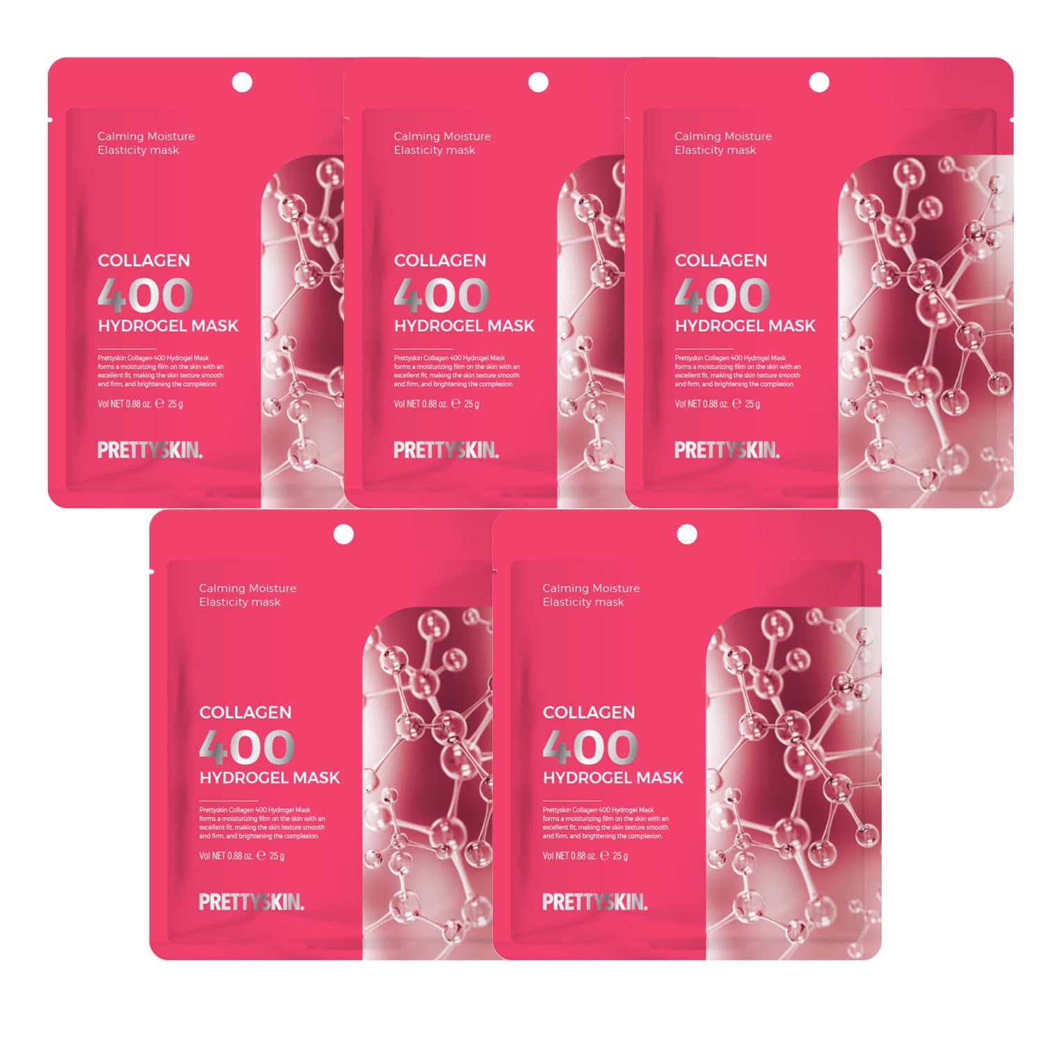 PS.PRETTYSKIN Hydrogel Overnight Collagen Korean skin care Sheet Mask (Pack of 5) with 400 Dalton Low Molecular Collagen + Panthenol for Calming, Moisture, Elasticity