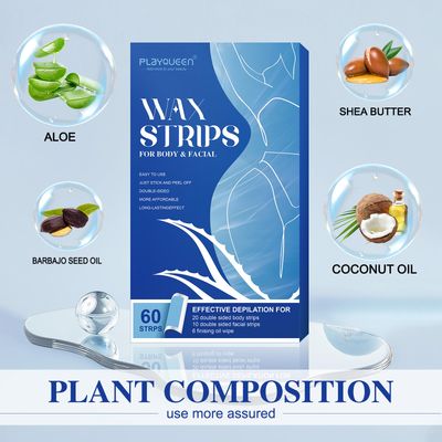 Wax Strips, Hypoallergenic Wax Strips For Hair Removal,Waxing Strips For Women and Men, Face Waxing Kit For Women, Body Wax Strips - Brazilian Waxing, Suitable For All Skin Types, 6 Calming Oil Wipes