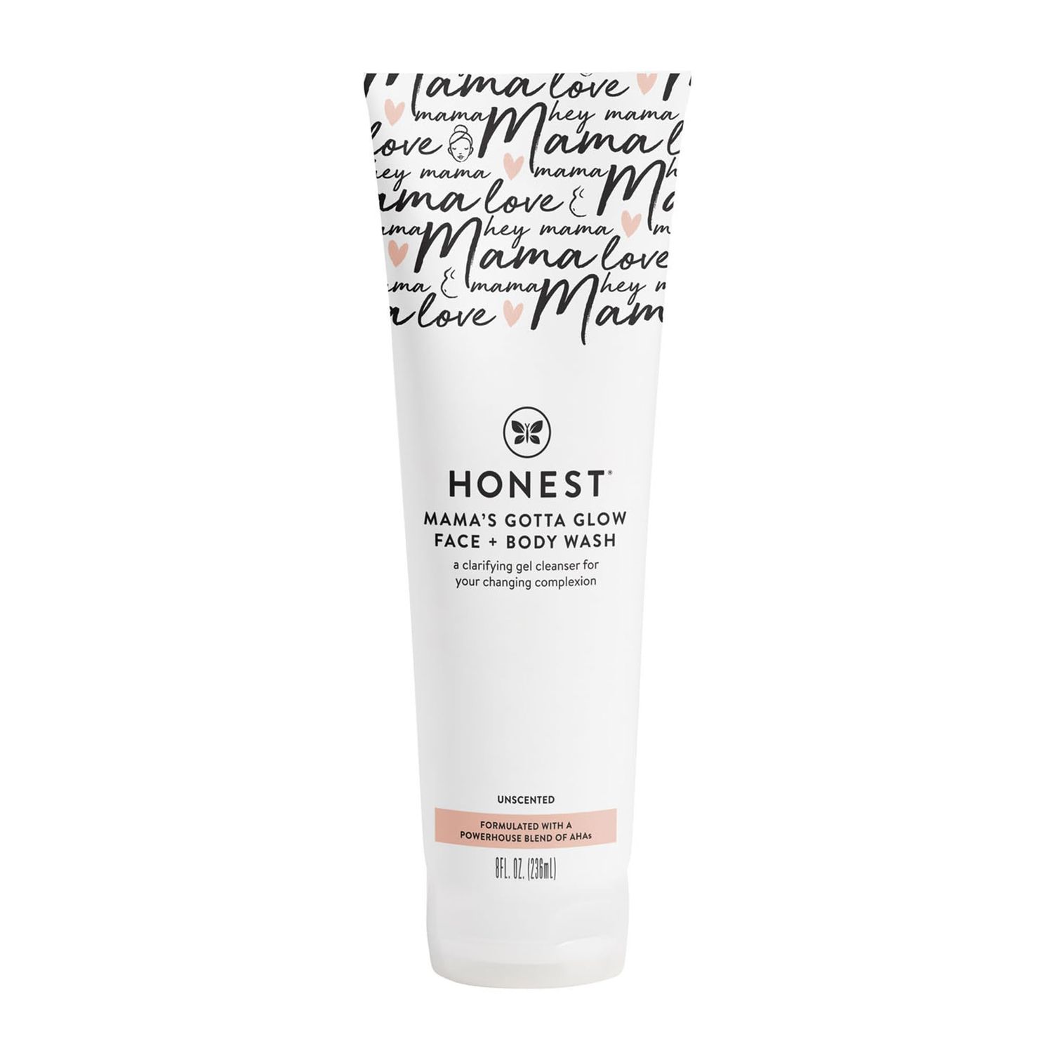 The Honest Company Honest Mama&#39;s Gotta Glow Face and Body Wash | Pregnancy-Safe Clarifying + Exfoliating AHA Cleanser | 8 fl oz