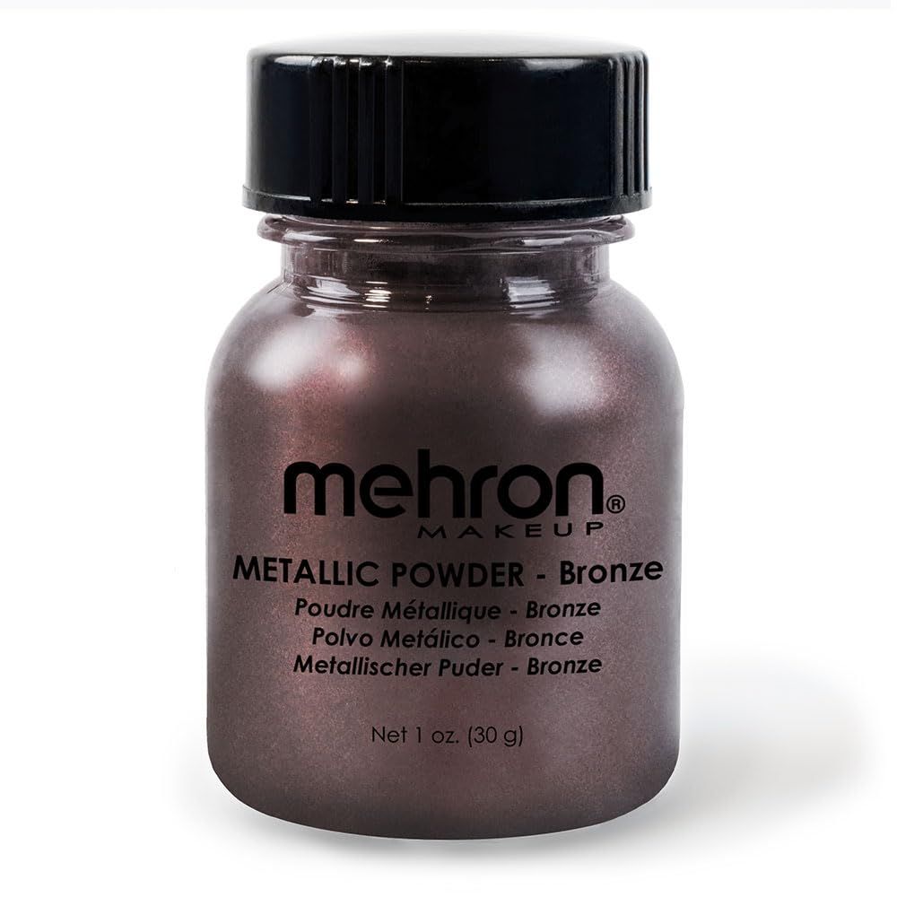 Mehron Makeup Metallic Powder | Metallic Chrome Powder Pigment for Face &amp; Body Paint, Eyeshadow, and Eyeliner .75 oz (21 g) (Bronze)