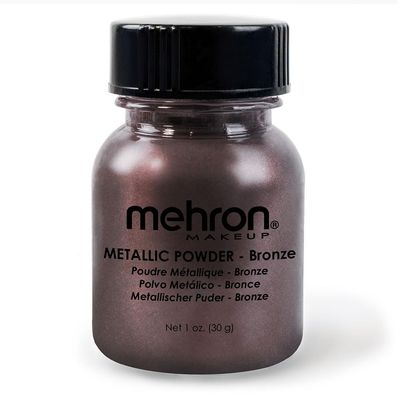 Mehron Makeup Metallic Powder | Metallic Chrome Powder Pigment for Face &amp; Body Paint, Eyeshadow, and Eyeliner .75 oz (21 g) (Bronze)
