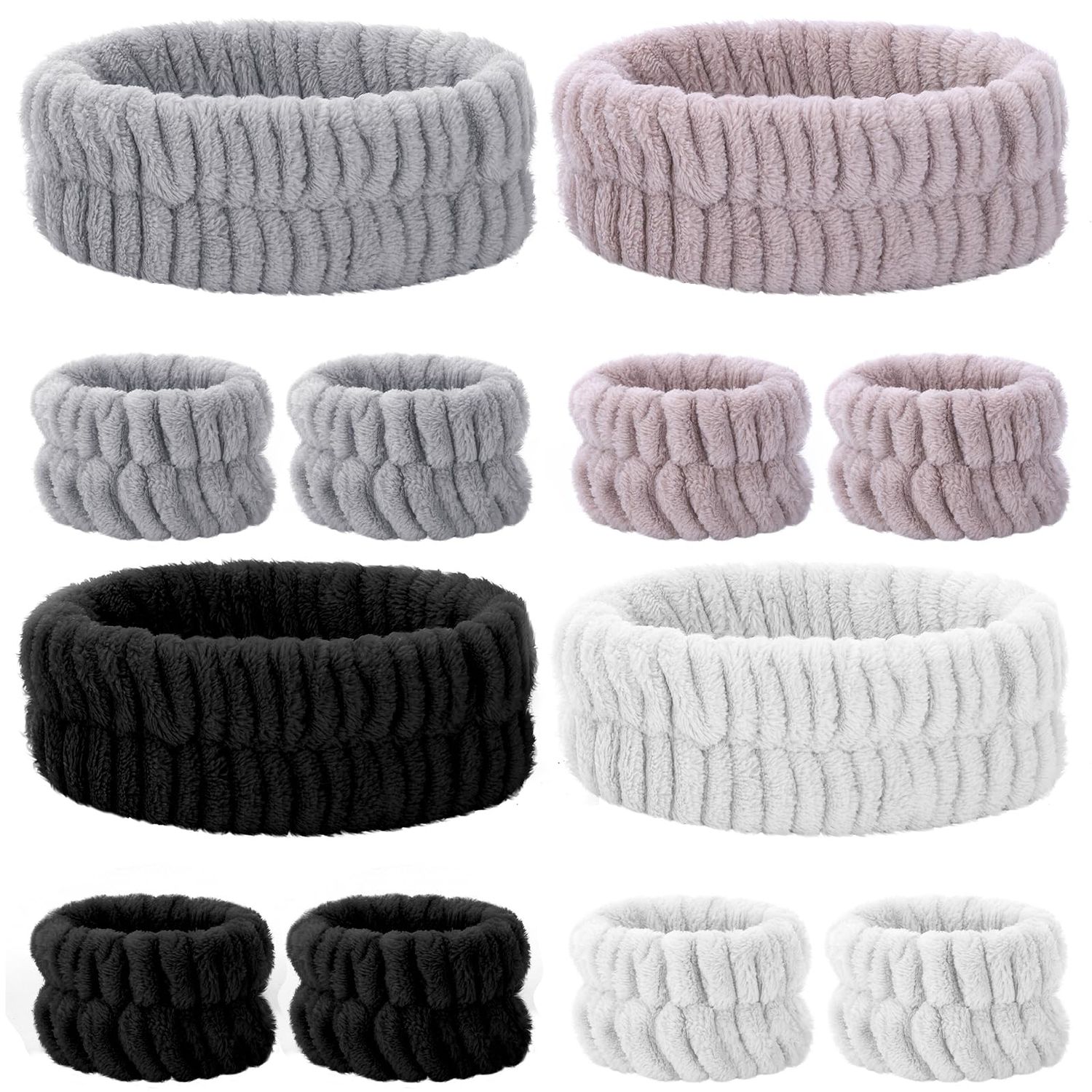 obeoby Spa Headband for Washing Face, 12 Pcs Makeup Headband and Wristband Set for Women Girls Face Wash Headband for Skincare Makeup Bath