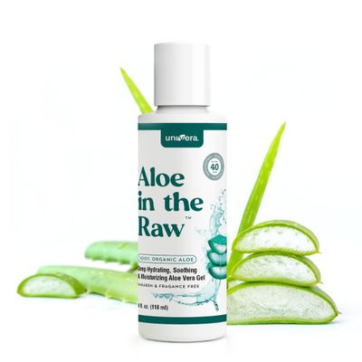 Univera Aloe in the Raw, 100% Pure Organic Aloe Vera Gel, Suitable for All Skin Types, Sunburn Relief, Heals Minor Cuts, Scrapes, &amp; Burns, No Sticky Residue, 4.0oz.