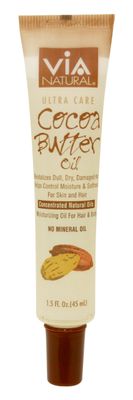 VIA Natural Ultra Care Cocoa Butter Oil Concentrated Natural Oil 1.5oz - Revitalizes Dull, Dry, Damaged Hair Helps Control Moisture &amp; Softness For Skin and Hair - 3 Pack
