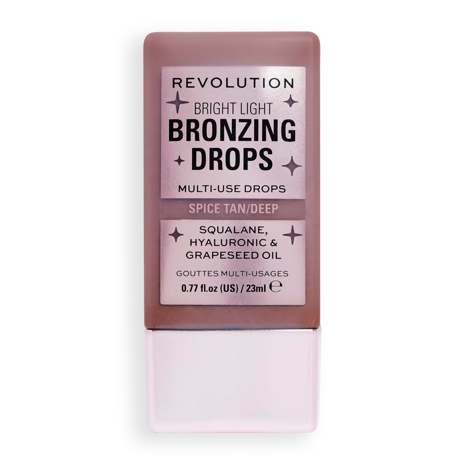 Revolution Beauty, Bright Light Bronzing Drops, Bronze &amp; Glow Face &amp; Body Drops Infused with Hyaluronic Acid, Summer Spice, 0.77 Fl. Oz.