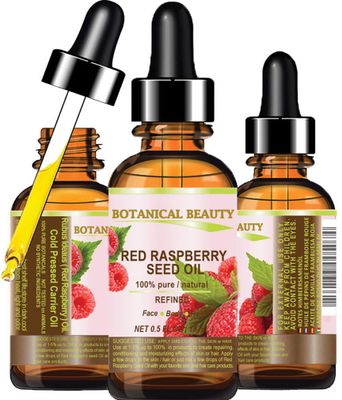 Red Raspberry Seed Oil. 100% Pure/Natural/Undiluted/Refined Cold Pressed Carrier Oil. 0.5 Fl.oz.-15 ml. For Skin, Hair, Lip And Nail Care. by Botanical Beauty.