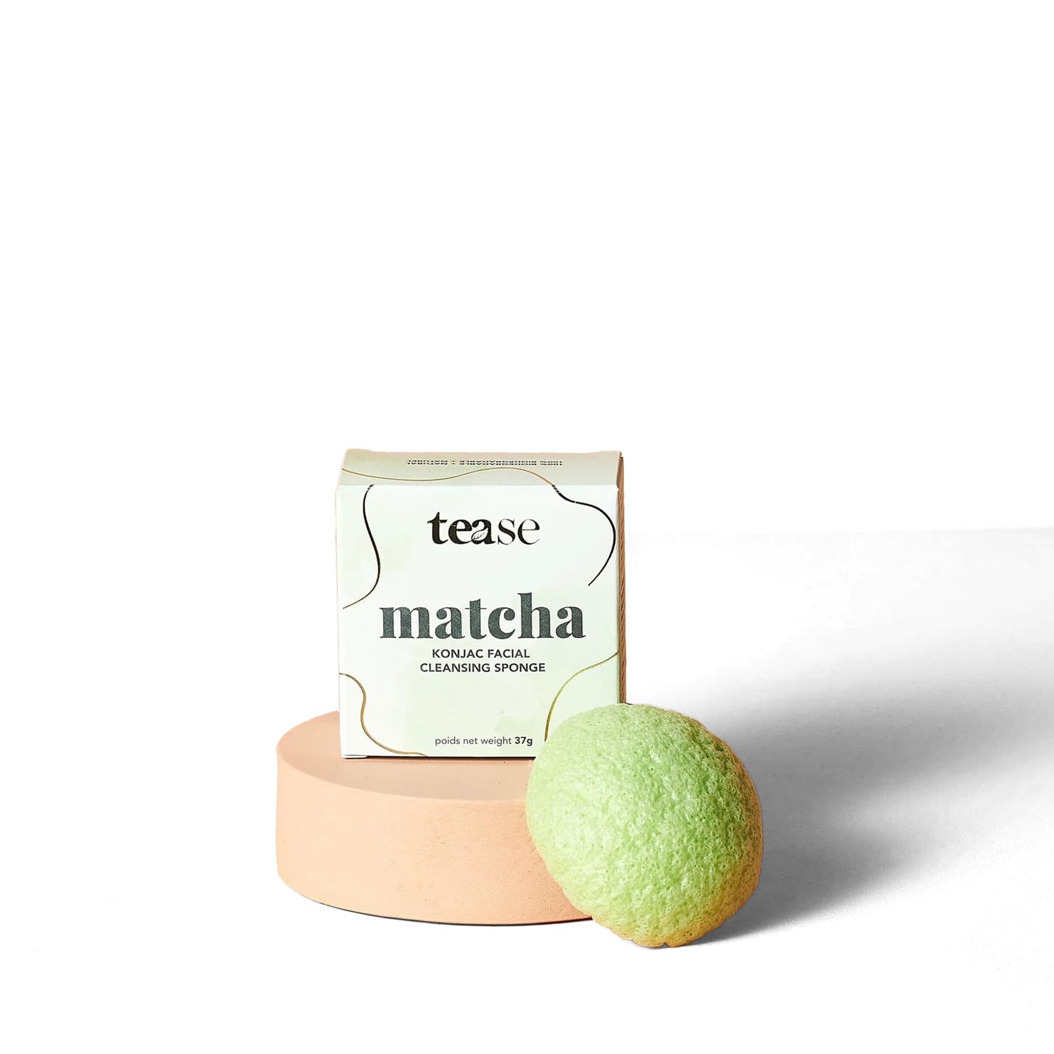 Tease Tea Facial Exfoliator Sponge - Matcha Konjac Facial Sponge, Face Sponge for Cleansing, Konjac Sponge, Exfoliating Sponge for Face, Facial Scrubber Infused with Matcha Green Tea for All Skin