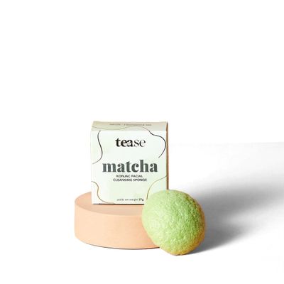 Tease Tea Facial Exfoliator Sponge - Matcha Konjac Facial Sponge, Face Sponge for Cleansing, Konjac Sponge, Exfoliating Sponge for Face, Facial Scrubber Infused with Matcha Green Tea for All Skin