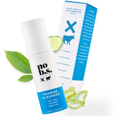 No B.S. (No Bad Stuff) Foaming Cleanser, Natural Face Wash with Cucumber, Green Tea &amp; Aloe Vera, for Oily, Combination, Dry, Normal, Sensitive &amp; Acne Skin, Skin Care for Women &amp; Men, Vegan, 5.4 FL Oz