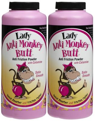 Lady Anti Monkey Butt Sweat Absorbing and Friction Fighting Body Powder - 6 oz - 2 pk