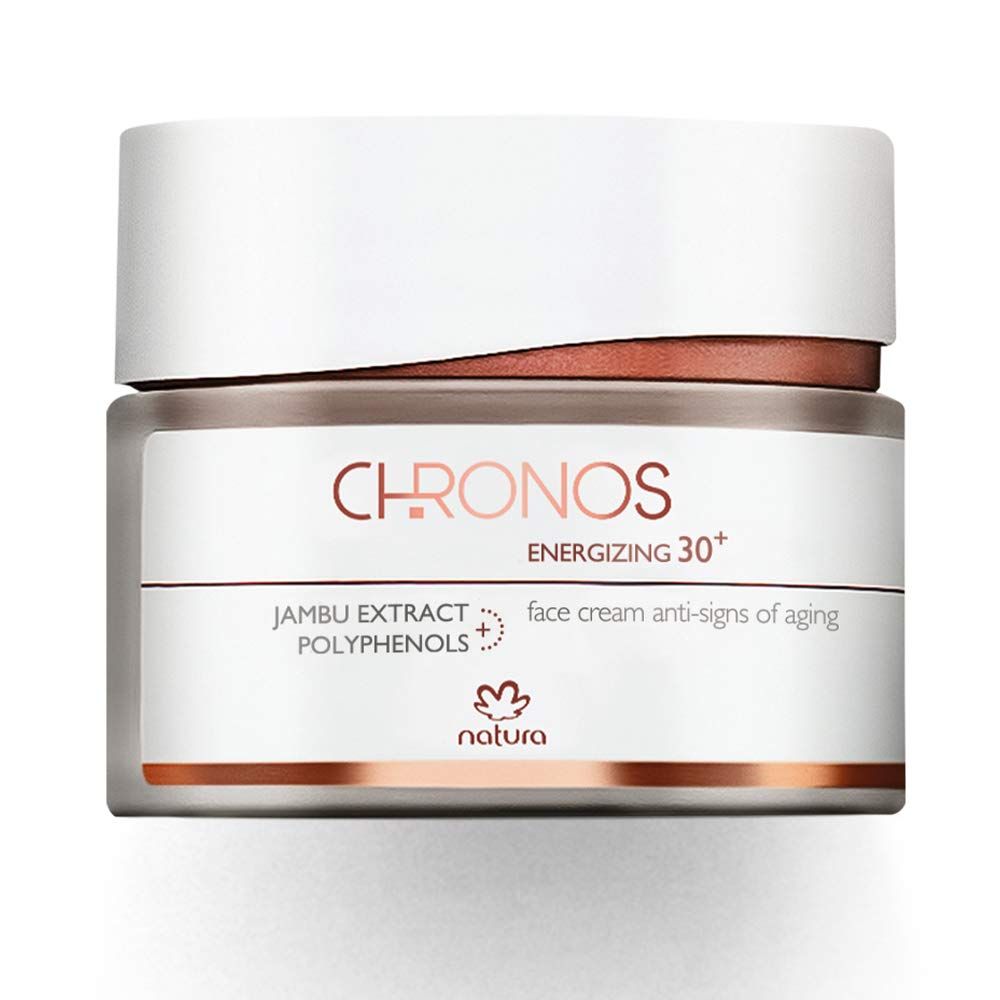 natura Chronos Energizing 30+ Face Cream - Anti-Signs of Aging Moisturizer with Polyphenols &amp; Jambu Extract Correcting Fine Lines - Stimulates Collagen &amp; Elastin Production - Vegan Skincare - 40g