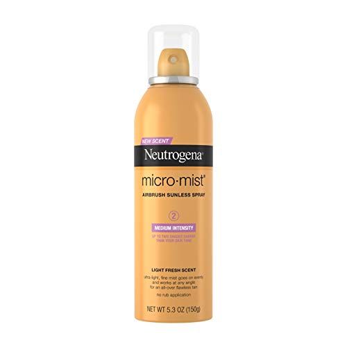 Neutrogena Micromist Airbrush Sunless Tanning Spray, Gradual Sunless Indoor Tanner with Witch Hazel, Alcohol-Free, Oil-Free &amp; Non-Comedogenic Formula, Medium Intensity, 5.3 oz