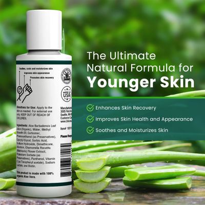 Univera Aloe in the Raw, 100% Pure Organic Aloe Vera Gel, Suitable for All Skin Types, Sunburn Relief, Heals Minor Cuts, Scrapes, & Burns, No Sticky Residue, 4.0oz.