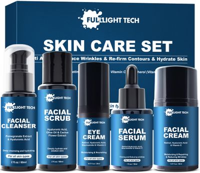 Skin Care for Men,Mens Anti Aging Skin Care Kit for Wrinkles,Firm &amp; Hydrate Skin Facial Care Kit W/Retinol,Hyaluronic Acid,Men Christmas Brithday Fathers Valentines Day Gifts for Him Boyfriend Husband