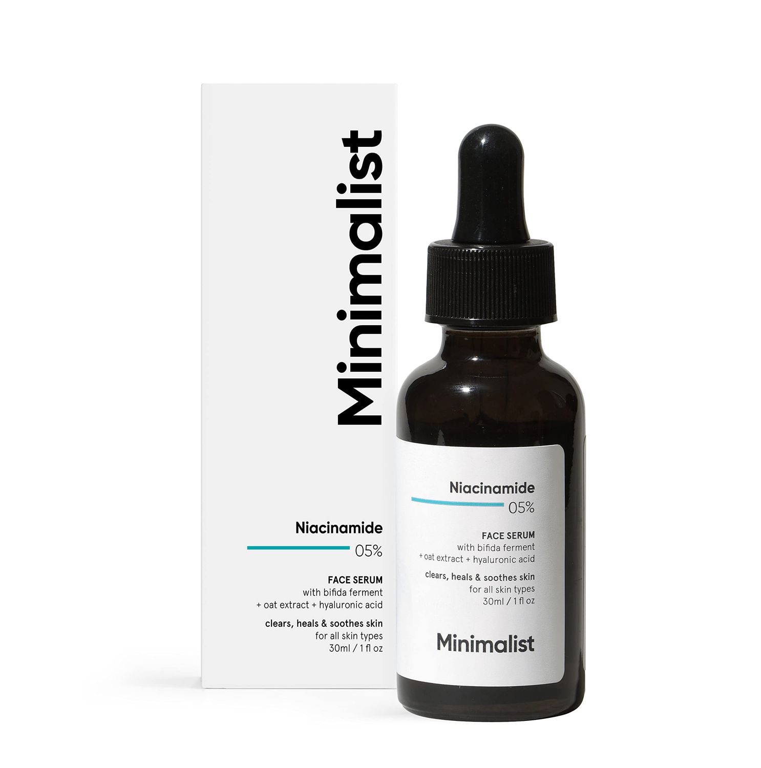 Minimalist 5% Niacinamide Face Serum for Clear Glowing Skin | With 1% Hyaluronic Acid for Hydration | Pore Minimizer for Face | Clears Acne Marks &amp; Blemishes | For Women &amp; Men | 1 Fl Oz / 30 ml