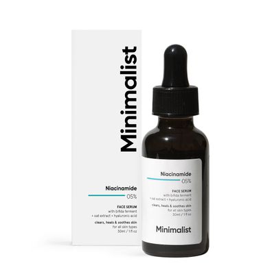Minimalist 5% Niacinamide Face Serum for Clear Glowing Skin | With 1% Hyaluronic Acid for Hydration | Pore Minimizer for Face | Clears Acne Marks &amp; Blemishes | For Women &amp; Men | 1 Fl Oz / 30 ml