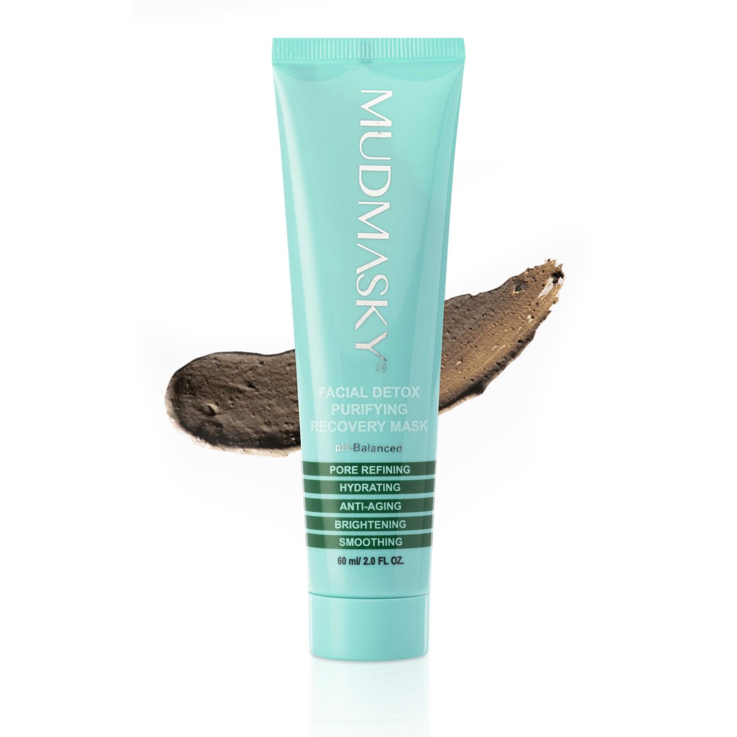 MUDMASKY Facial Detox Purifying Recovery Mud Mask 60ml - The Original Detox Mask Since 2015, Reduces Acne, Blackheads, and Pores, Anti-Aging, Skin Care, Beauty, Perfect Christmas Gifts for Women